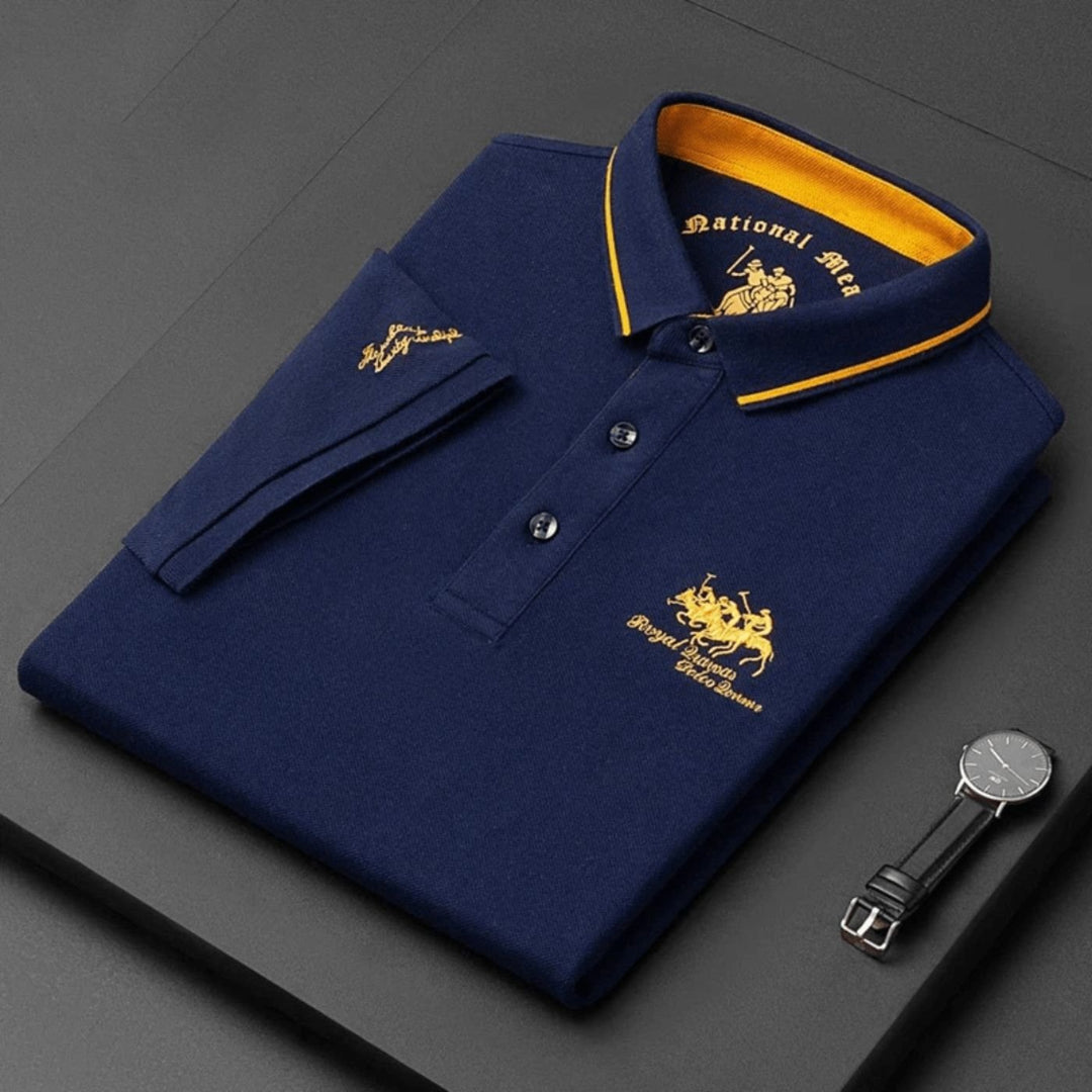 Leon | Herren Kurzarm-Poloshirt atmungsaktiv kontrastierend gestreifter Kragen