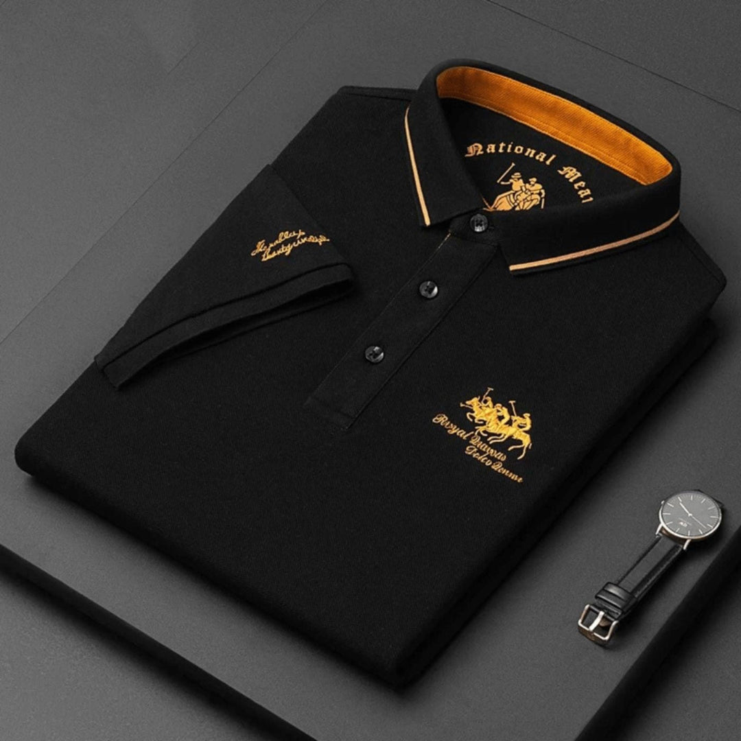 Leon | Herren Kurzarm-Poloshirt atmungsaktiv kontrastierend gestreifter Kragen