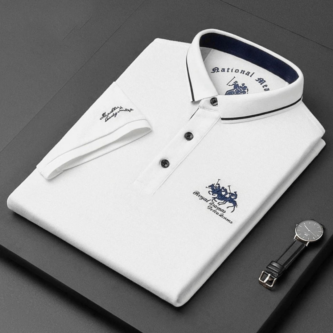 Leon | Herren Kurzarm-Poloshirt atmungsaktiv kontrastierend gestreifter Kragen