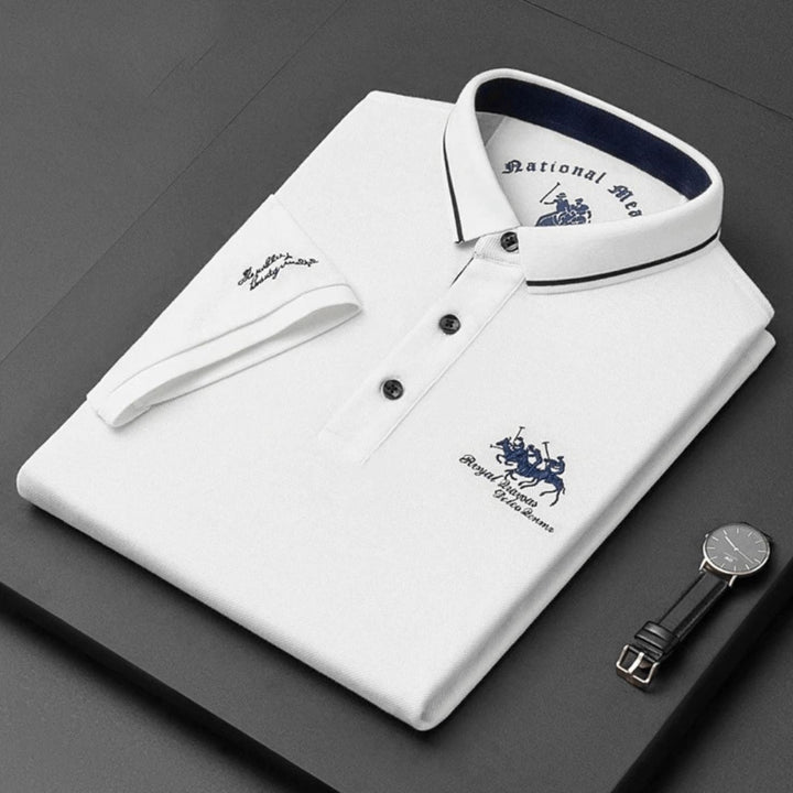 Leon | Herren Kurzarm-Poloshirt atmungsaktiv kontrastierend gestreifter Kragen