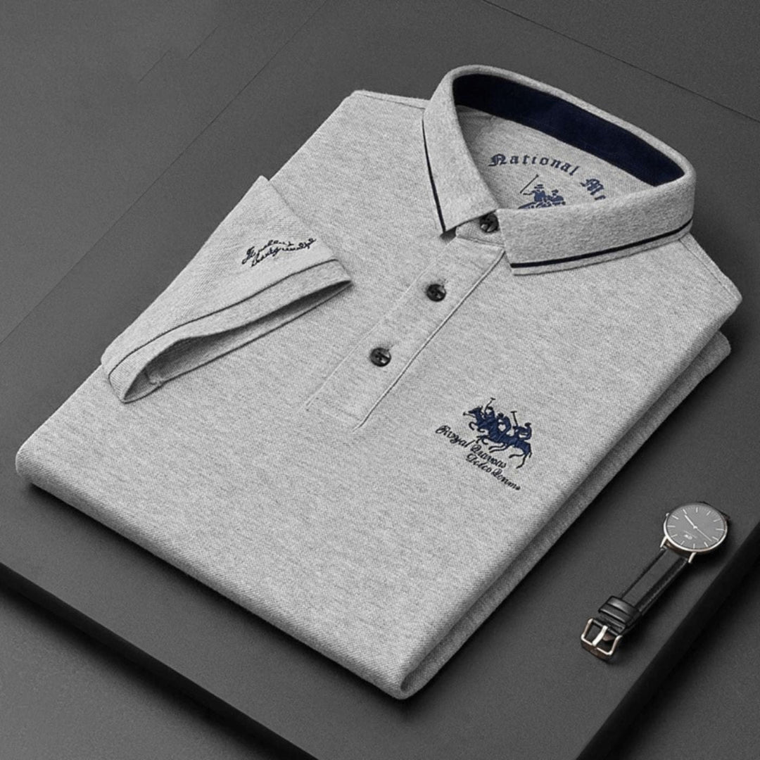 Leon | Herren Kurzarm-Poloshirt atmungsaktiv kontrastierend gestreifter Kragen