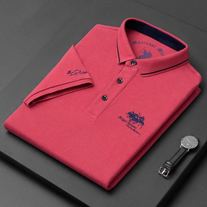 Leon | Herren Kurzarm-Poloshirt atmungsaktiv kontrastierend gestreifter Kragen