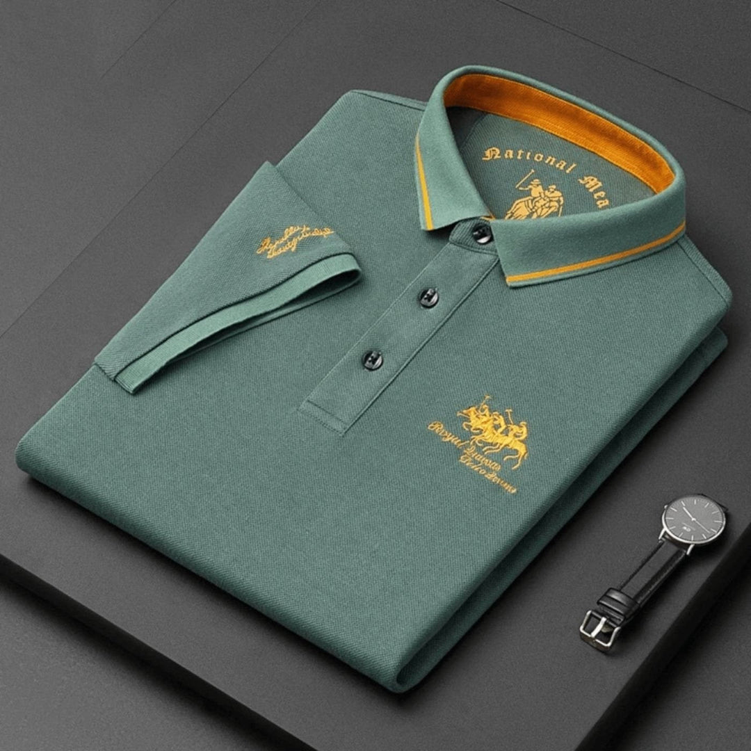 Leon | Herren Kurzarm-Poloshirt atmungsaktiv kontrastierend gestreifter Kragen