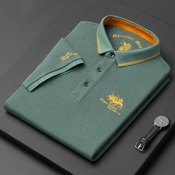 Leon | Herren Kurzarm-Poloshirt atmungsaktiv kontrastierend gestreifter Kragen