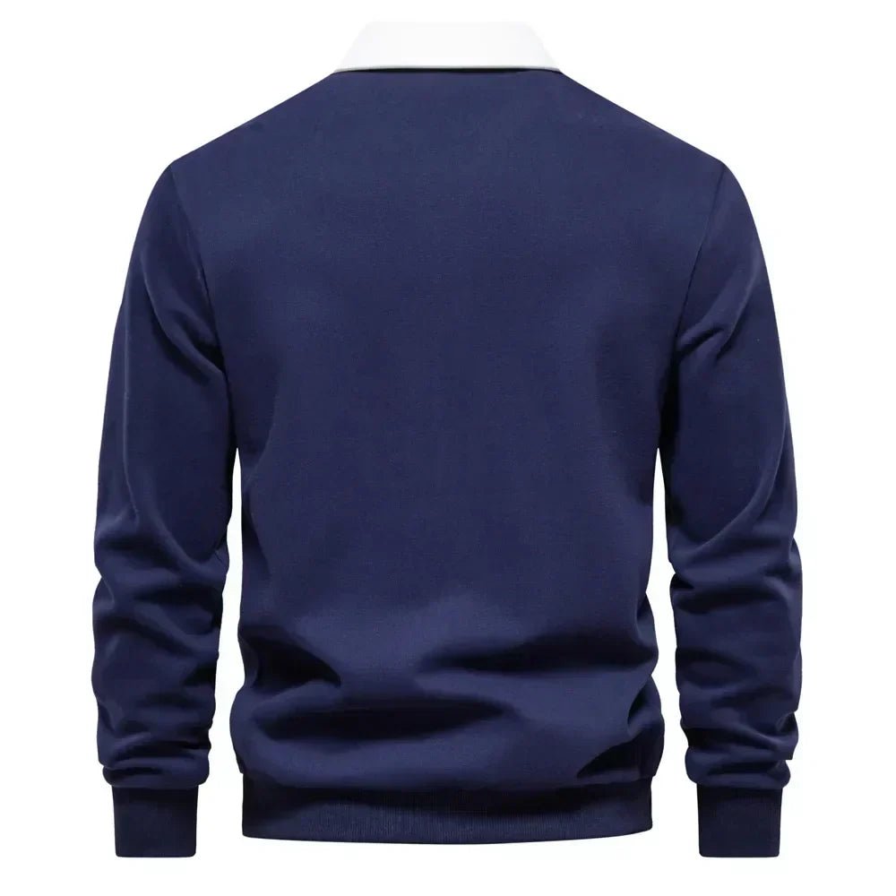 Sebastian | Herren Langarm-Polo Pullover Strick Kontrastkragen Tailored Fit