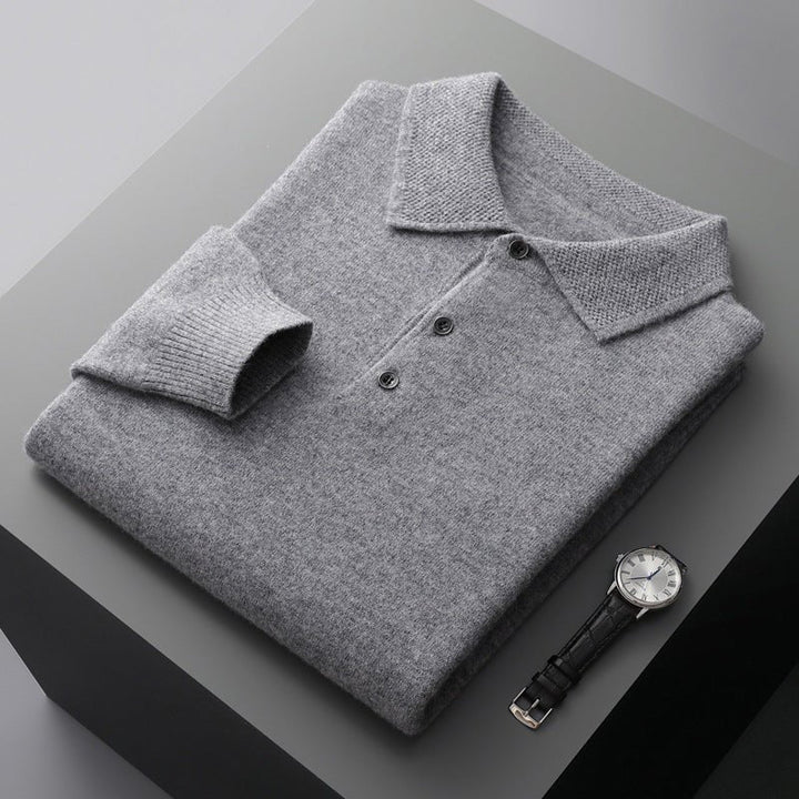 Florian | Herren Langarm-Poloshirt Weicher Strick Regular Fit Umlegekragen