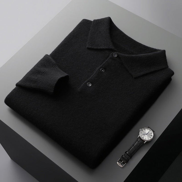 Florian | Herren Langarm-Poloshirt Weicher Strick Regular Fit Umlegekragen