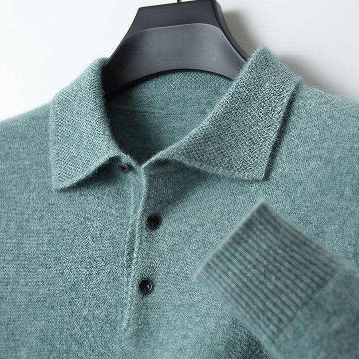Florian | Herren Langarm-Poloshirt Weicher Strick Regular Fit Umlegekragen