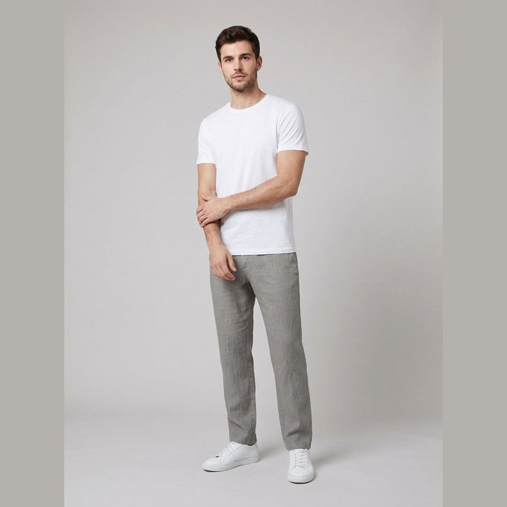 Felix | Herren Leinen Relaxed-Fit Bundfalten-Hose mit Kordelzug