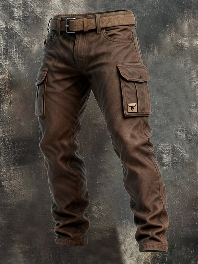 Felix | Herren Slim-Fit Tapered Cargohose Seitentaschen Bull-Patch