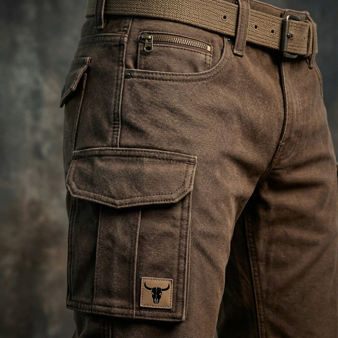 Felix | Herren Slim-Fit Tapered Cargohose Seitentaschen Bull-Patch