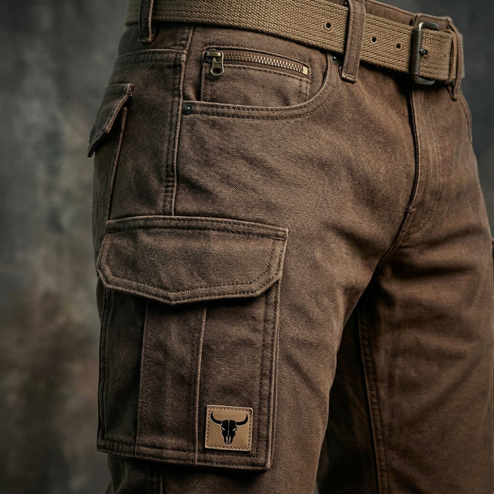 Felix | Herren Slim-Fit Tapered Cargohose Seitentaschen Bull-Patch