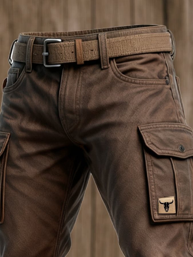 Felix | Herren Slim-Fit Tapered Cargohose Seitentaschen Bull-Patch
