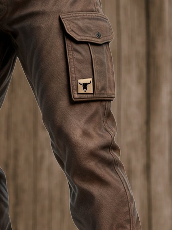 Felix | Herren Slim-Fit Tapered Cargohose Seitentaschen Bull-Patch