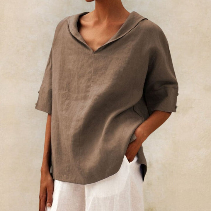 Daniela | Damen Frühling Locker Geschnittenes V-Neck Top