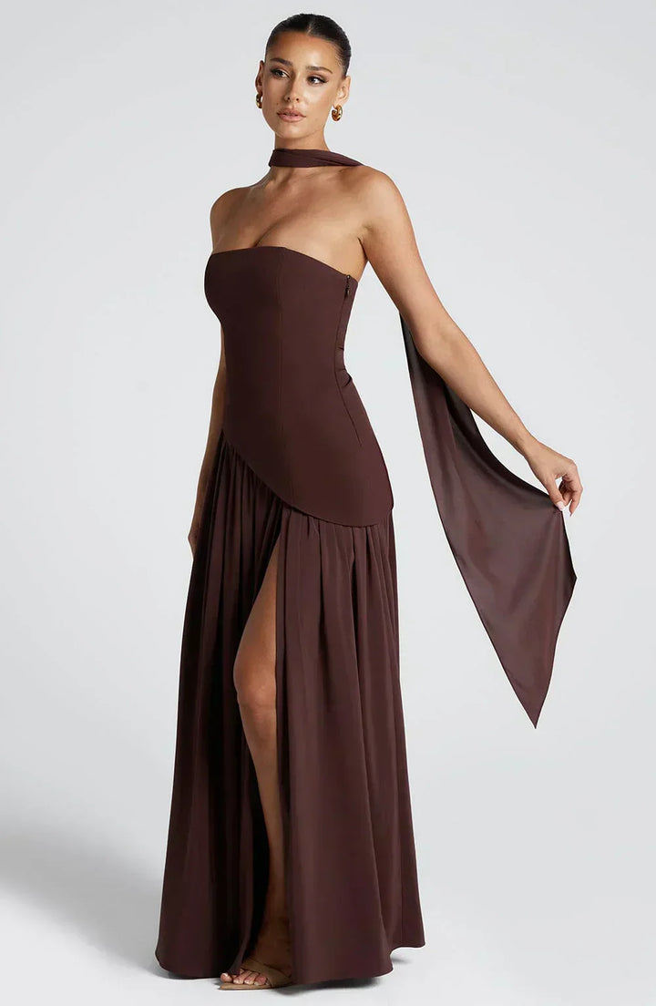 Johanna | Damen Asymmetrisches Maxi Kleid für Hochzeitsgäste