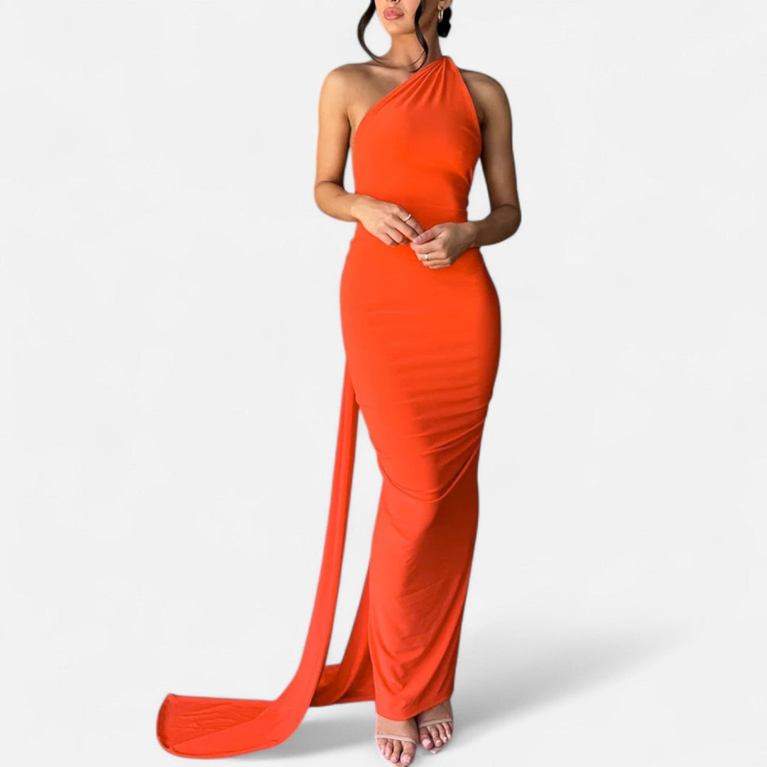 Lara | Damen Maxikleid mit Ein-Schulter-Neckholder