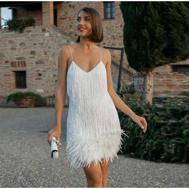 Edith | Damen Sommer Figurbetontes Cocktail Mini Kleid Mit Pailletten