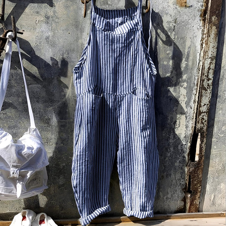 Simon | Unisex Vintage Gestreifter Loose-Fit Latzhosen Overall