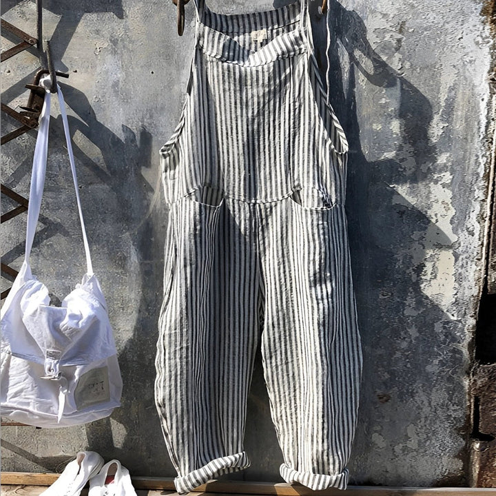 Simon | Unisex Vintage Gestreifter Loose-Fit Latzhosen Overall
