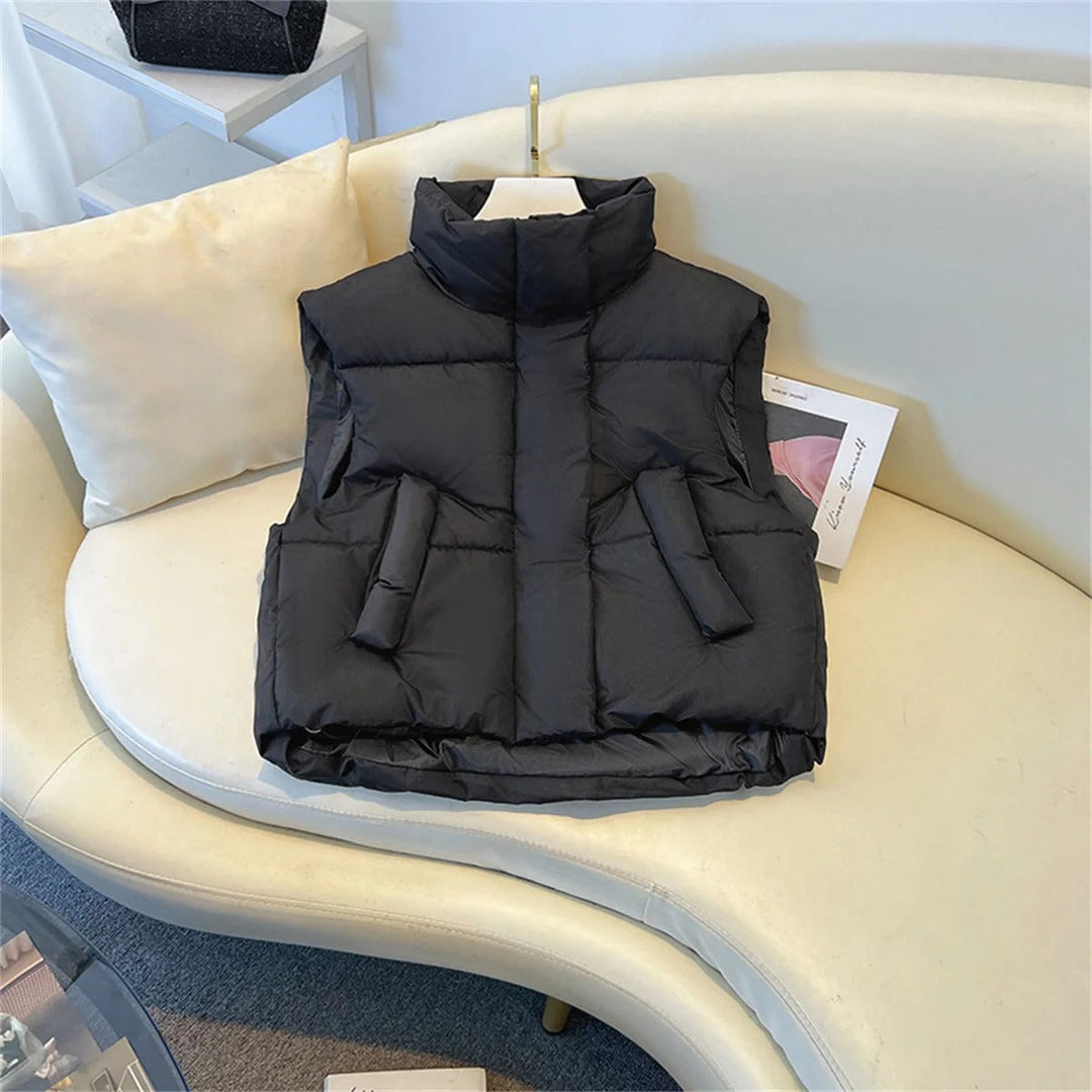 Carolin | Damen Winter Steppweste mit hohem Kragen