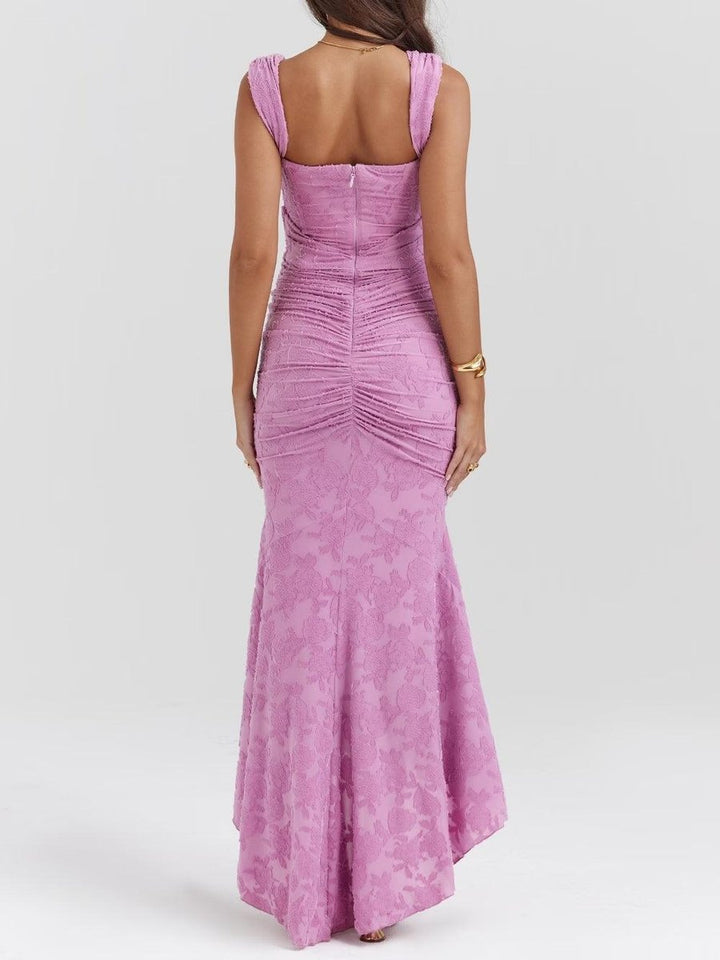 Rosie | Damen-Jacquardkleid mit Spitzenkorsett, Raffungen und Meerjungfrausaum